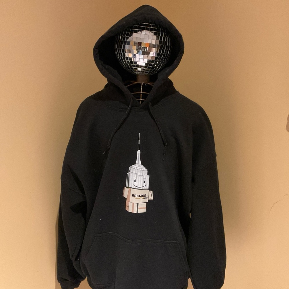 Black Amazon NYC Hoodie with Graphic Design
